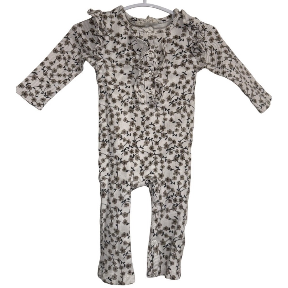 Jessica Simpson Baby Girls Floral Ribbed Ruffle Romper Jumpsuit One Piece 3-6M